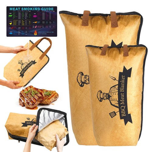 2 Pack BBQ Blanket for Resting Meat, 21&15 Inch Reusable Smoker Meat Resting Blanket with Grilling Guide, Grill Accessories Gifts for Men, Dad