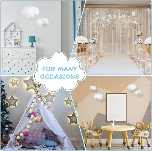 Jetec 12-Piece Artificial Cloud Props - 3D Hanging Decorations for Weddings & Parties | Small & Medium Sizes