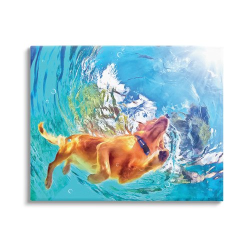 Stupell Industries Dog Swimming Underwater Canvas Wall Art Design by Masey St. Studios