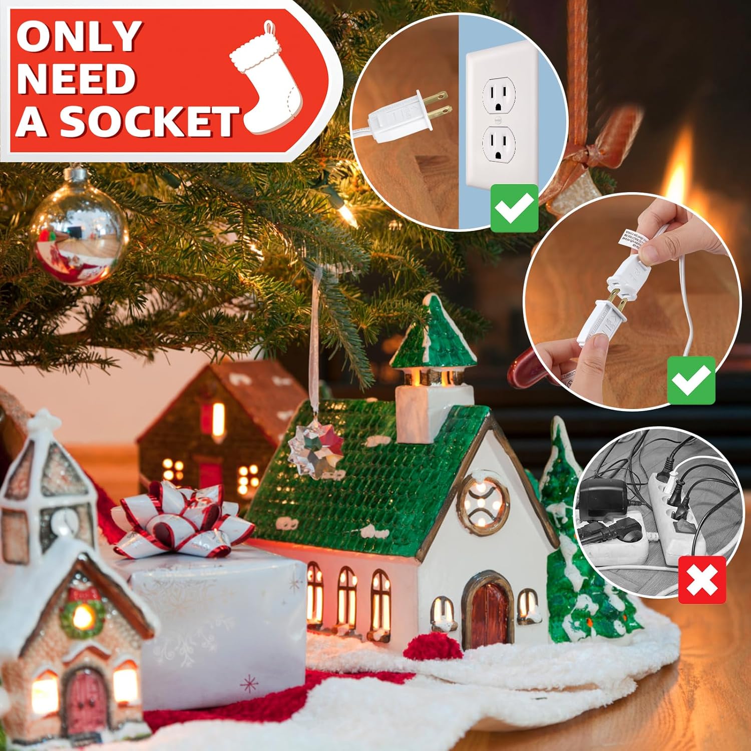 Skiennix Christmas Village Lights - 10 LED Bulbs with Clips for Festive Home Decor | Warm White