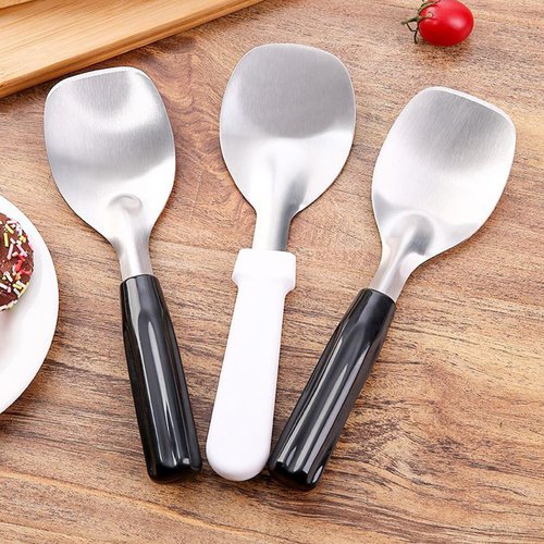 2 pcs Ice Cream Spade,Ice Cream Scoop,Stainless Steel Ice Cream Paddle with Plastic Handle,Heavy Duty & Durable Bend Proof Ice Cream Scooper Butter Cutter(Black)