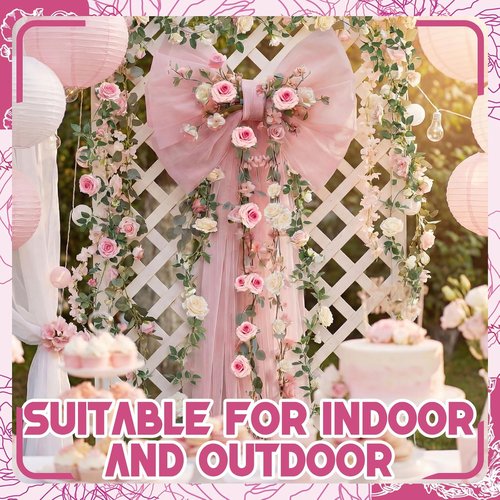 BreezeHug Giant Wedding Bow Decor - Elegant Long Ribbon Design for Bridal Shower & Party | Pink (32 x 20 x 67 inches)