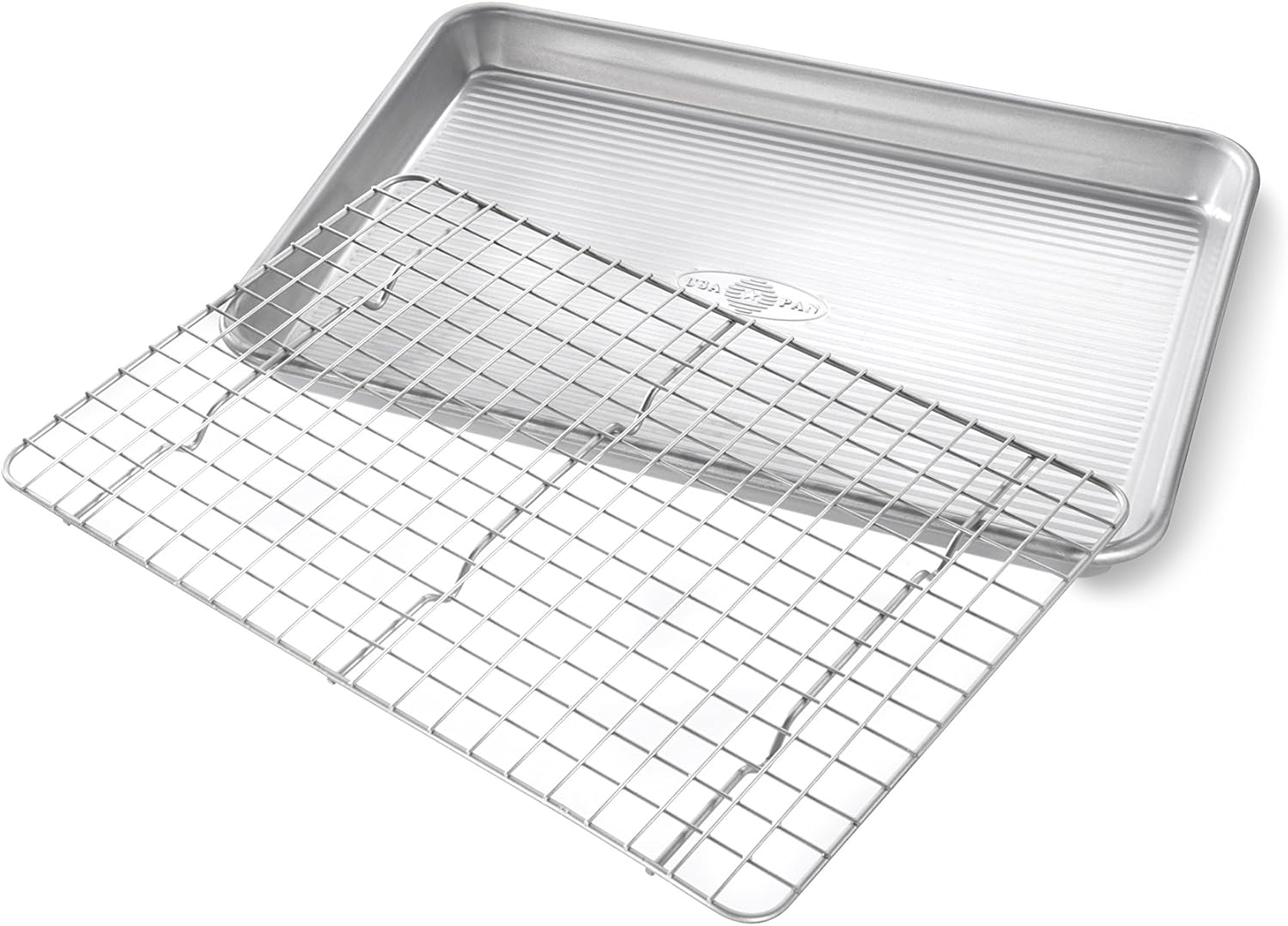 USA Pan Bakeware Quarter Sheet Baking Pan Set - Nonstick Metal with Cooling Rack