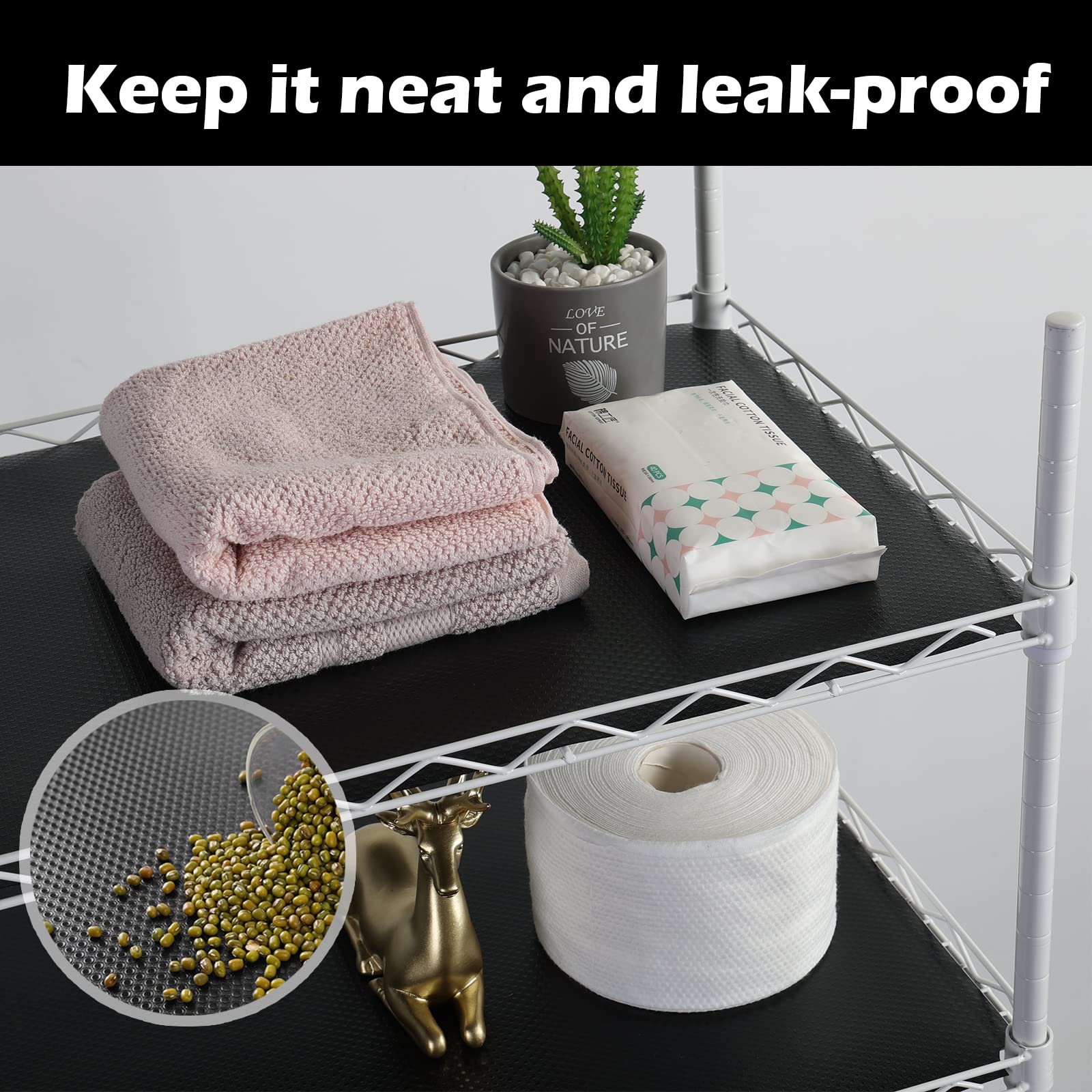 Janeart 18-Inch Wire Shelf Liner: Easy Cutting Pantry Shelves Liners - Black Multi-Size 18 x 122 Inch Waterproof Non-Adhesive Thick Cabinet Mat for Shoe Rack