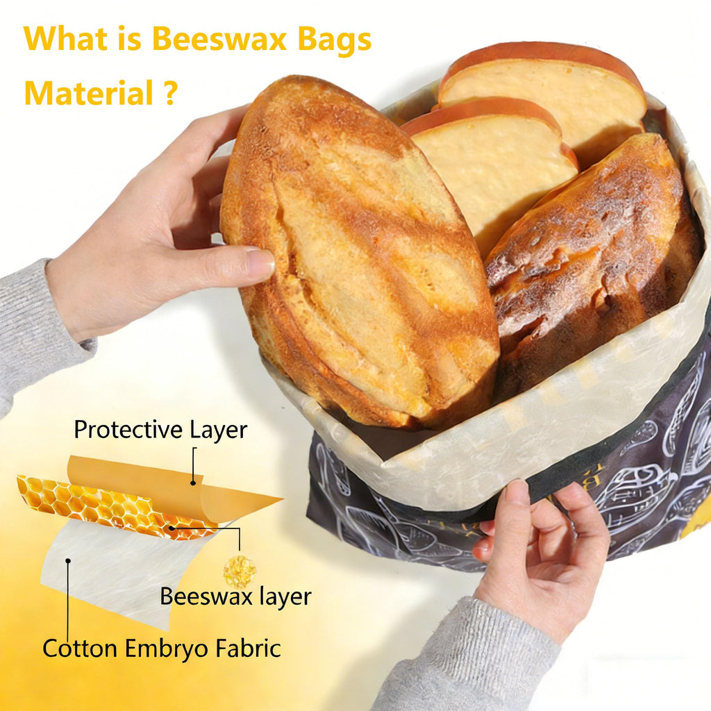 Bread Bags for Homemade Bread- 2 Packs (17 x 12 ") Beeswax Bread Bag Reusable Sourdough Bread Bags for Homemade Food Storage Bag to Keep Sourdough Fresh