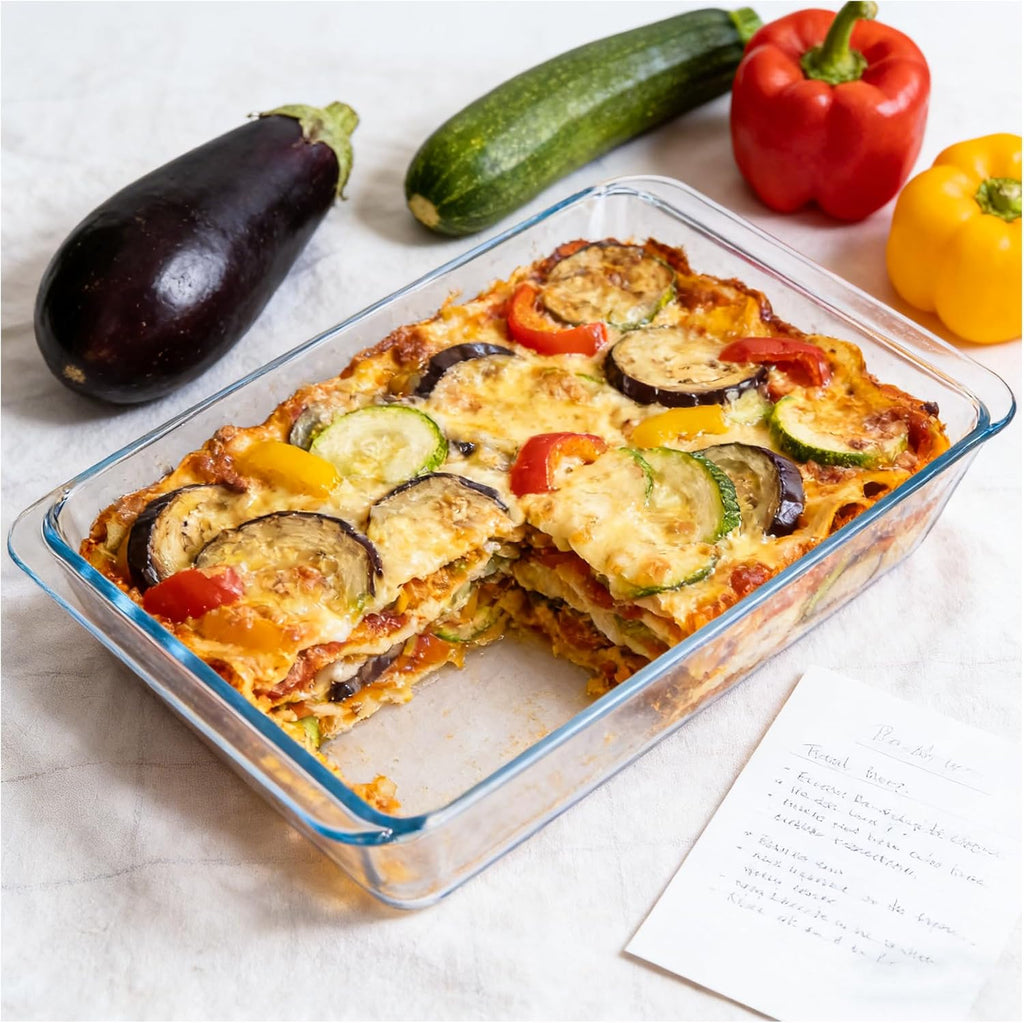 Skiennix 5.7qt Extra Large Glass Baking Dish - 9x13 Tempered Oven & Microwave Safe