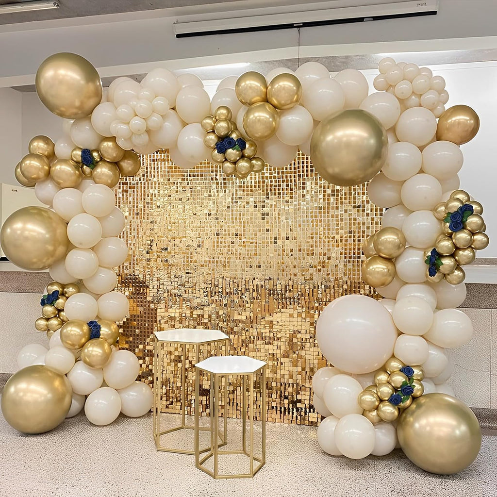 Voircoloria 110pcs Metallic Gold Balloons - 12 Inch Chrome Latex for Graduation, Wedding & Parties