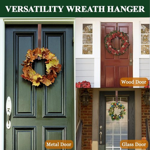 Adjustable Wreath Hanger by Skiennix - 15 to 25 Inch Black Hook for Front Door | Supports 20 lbs