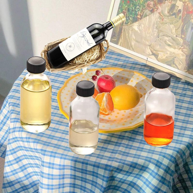 Z-synka 28Pack Whiskey Sample Bottles 2oz,Glass Shot Bottles with Caps for Juice,Wellness Ginger Shots,Bourbon Whiskey,Vanilla Oils,Hot Sauce,Mini Travel Essential Container,NO Leakage