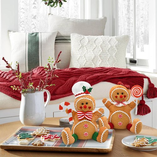 CRCZK Gingerbread Christmas Decorations - Plush Centerpieces for Festive Indoor Decor | Candy Cane Theme