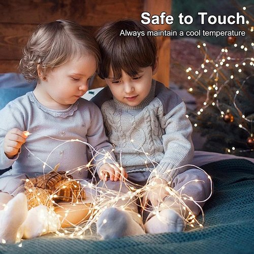 Fairy Lights | 50 LED Battery Operated String Lights - 16.4ft Waterproof Silver Wire for Christmas & Party Decor (Warm White, 2 Pack)