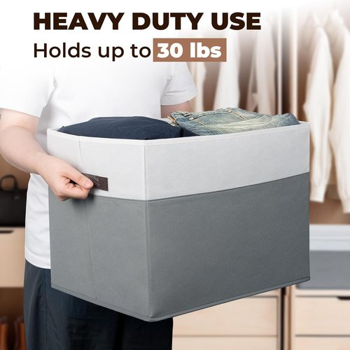 Criusia Extra Large Storage Bins - 4 Pack 16x12in Fabric Organizers for Clothes, Toys & Blankets | Versatile Room Storage
