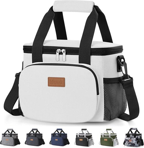 Lifewit Insulated Lunch Bag - Soft Cooler Tote for Men & Women | 12-Can Capacity, Silver Gray