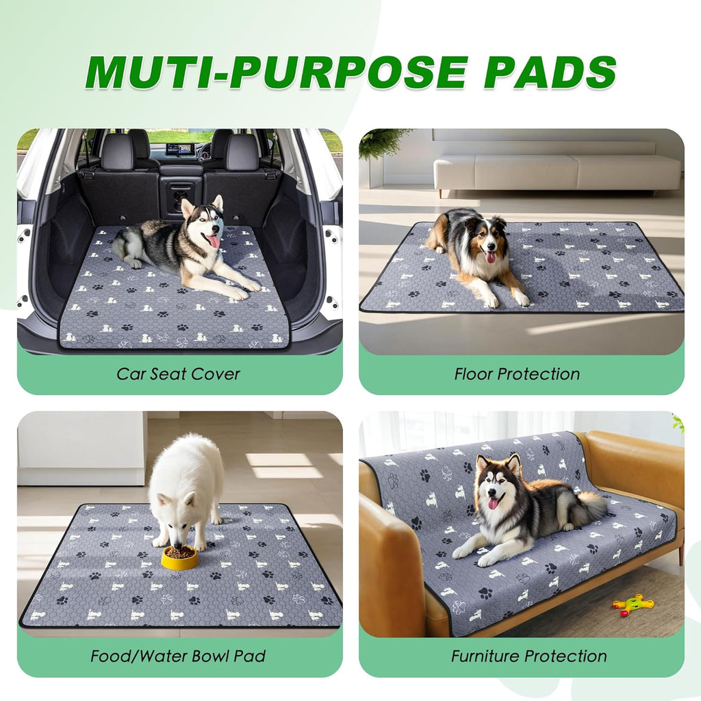 WanpeeGoo Washable Dog Pee Pads - Absorbent Reusable Training Pads, Non-Slip, Grey 18"x24" | 4 Pack