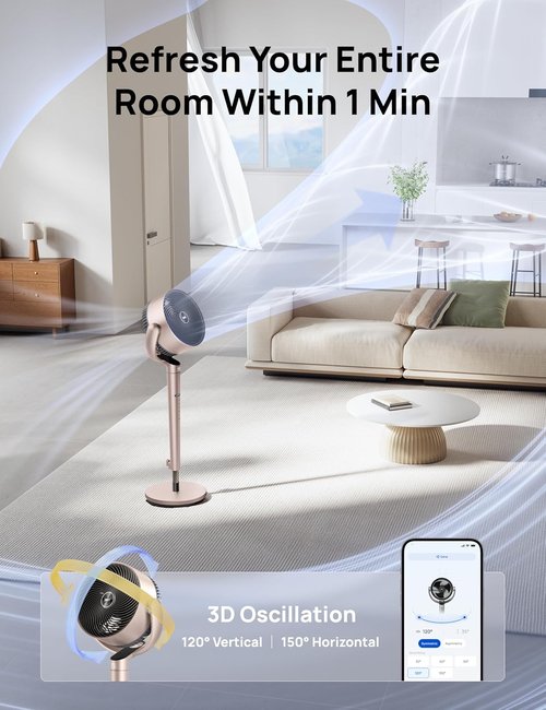 Dreo Smart Fan - 3D Oscillating Pedestal Fan with Wi-Fi & Voice Control | 9 Speeds, 6 Modes, 110ft Range