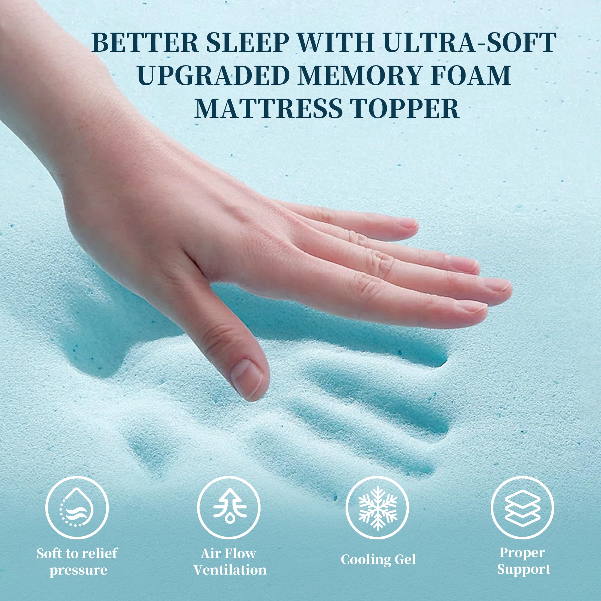 4 Inch Full Size Mattress Topper, Memory Foam Mattress Topper Full Size with Cooling Gel Egg Crate Matress Toppers, Breathable, CertiPUR-US Certified Dorm Essentials for College, RV,Apartment