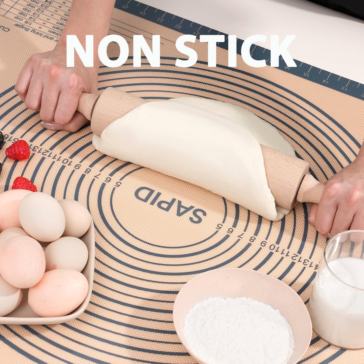 Sapid Extra Thick Silicone Baking Mat - Non-Slip with Measurements | Extra Large 20" x 28" Gray Dough Rolling Mat