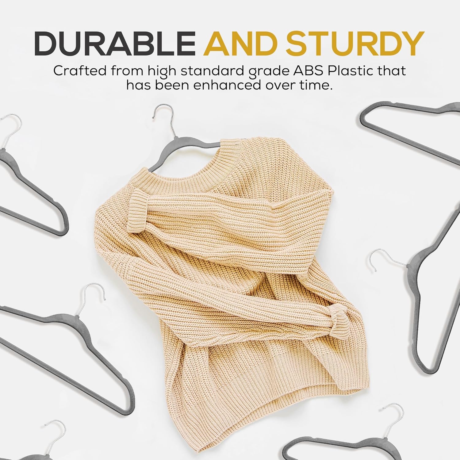 Techzoo Premium Velvet Hangers - 50 Pack Ultra Thin Non-Slip Adult Suit Hangers | Space-Saving Gray Design