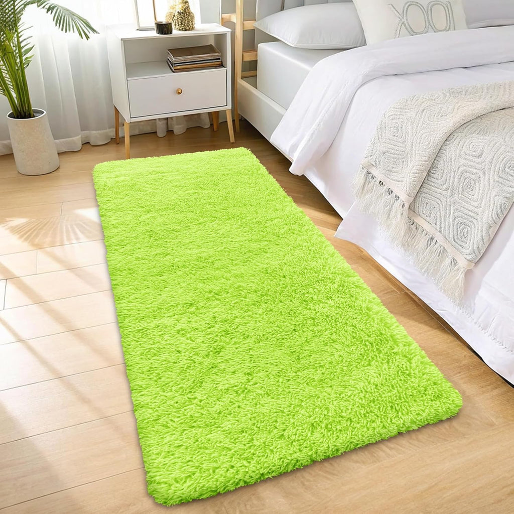 OLANLY Runner Rugs - Soft, Machine Washable Shaggy Carpet for Hallway & Bedroom | Lime Green 2x8 ft
