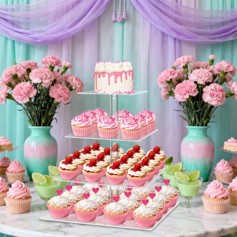 Cupcake Stand, 4 Tier Cupcake Stands for 52 Cupcakes, Square Acrylic Dessert Table Display, Clear Cupcake Tower Holder Display for Birthday, Wedding, Baby Shower, Party