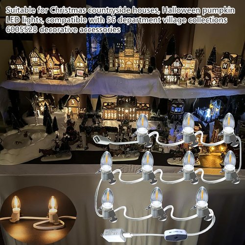 DC5V C7 LED Light Accessory Cord - Safe & Warm Glow for Department 56 Christmas Village | 5 Socket Set with Switch