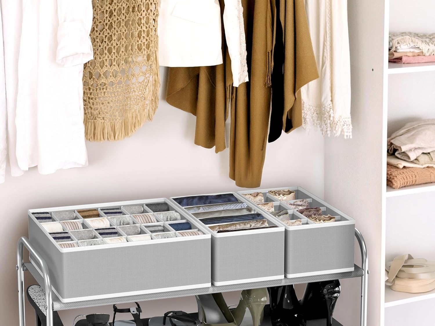 Simple Houseware Underwear Organizer - 7-Piece Drawer Divider Set in Gray for Clutter-Free Storage