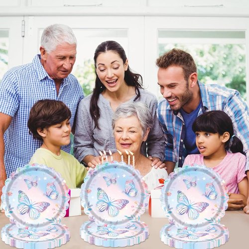 Butterfly Paper Plates by [Brand Name] - 7 Inch Disposable Dessert Plates | 40 Count for Birthday Parties & Baby Showers
