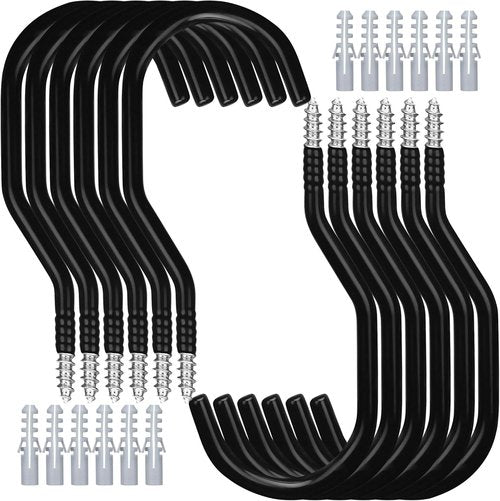 HORUSDY Heavy Duty Bike Hooks - 12 Pack, 6 Inch, 100LBS Capacity for Garage Wall & Ceiling