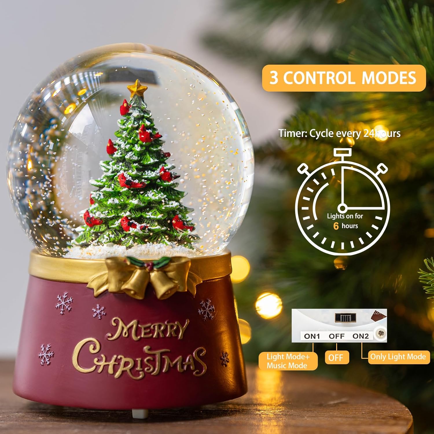 Regine Switzerland Christmas Snow Globe - Lighted Musical Decoration with Swirling Glitter | Perfect Holiday Gift