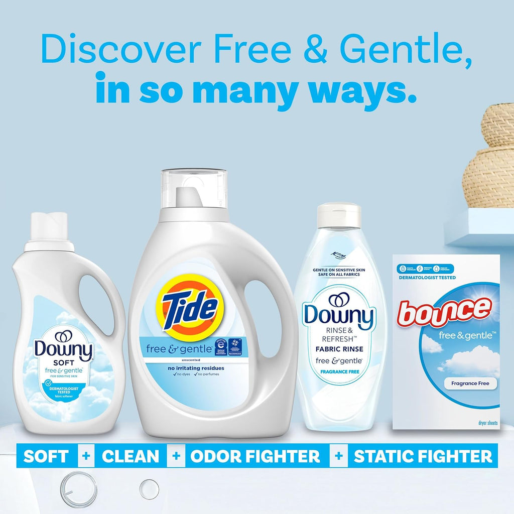 Tide Free & Gentle Liquid Laundry Detergent - 64 Loads | 84 Fl Oz | Hypoallergenic Formula