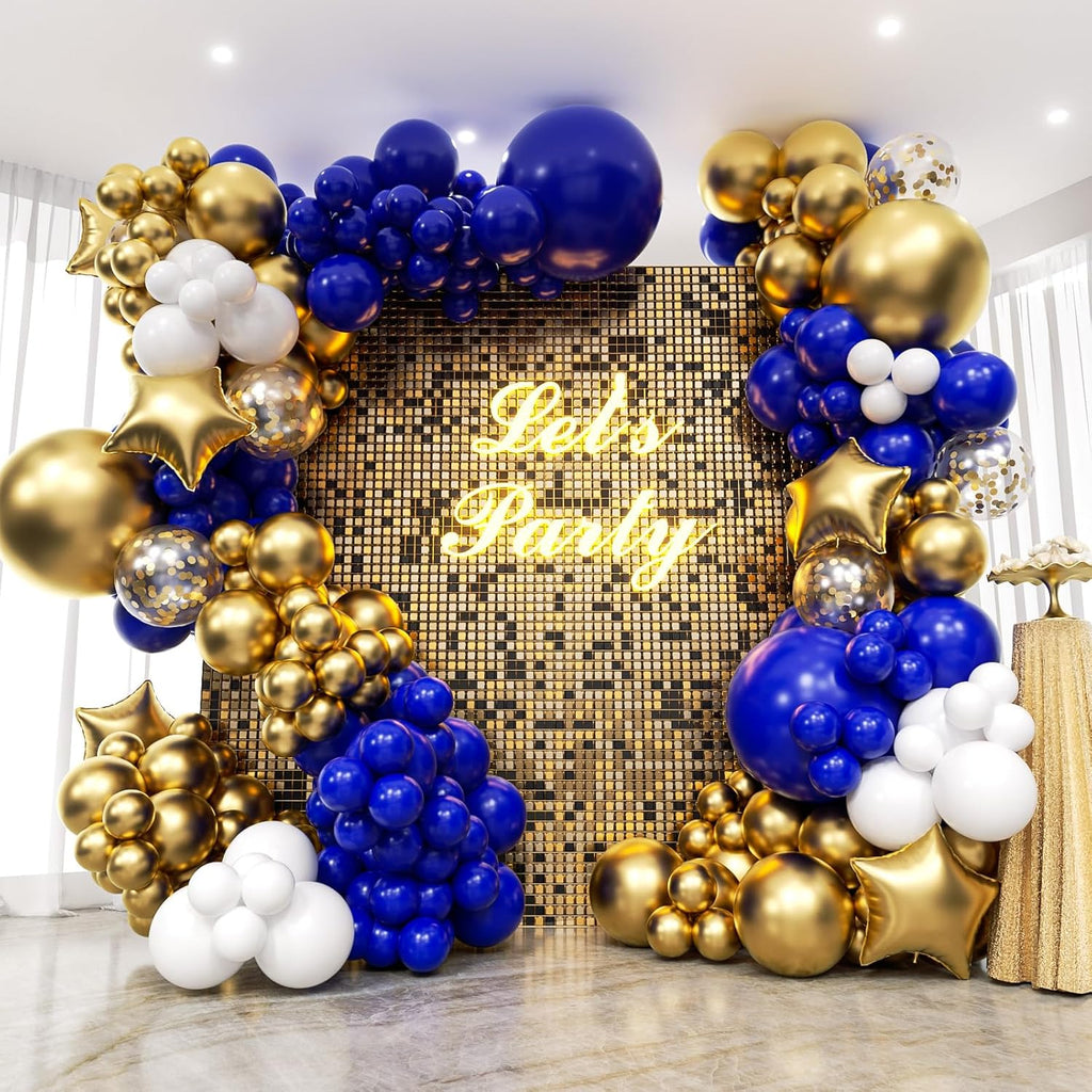 Royal Blue & Gold Balloon Arch Garland Kit by [Brand Name] - 187PCS for Baby Showers, Weddings & Parties