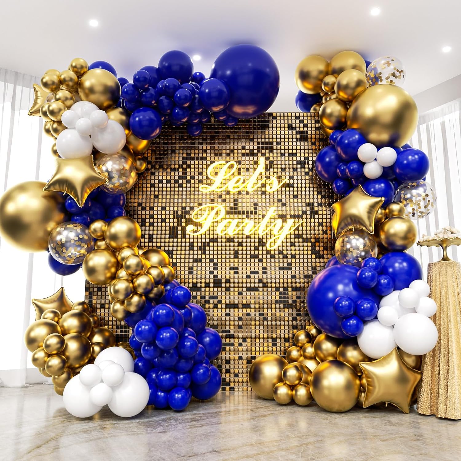 Royal Blue & Gold Balloon Arch Garland Kit by [Brand Name] - 187PCS for Baby Showers, Weddings & Parties
