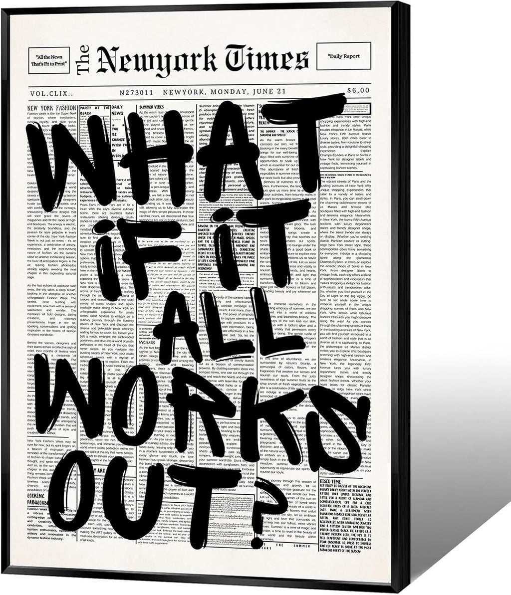 Skiennix Unframed Black And White Newspaper Canvas Poster - Inspirational Quote Wall Art | 8x12in