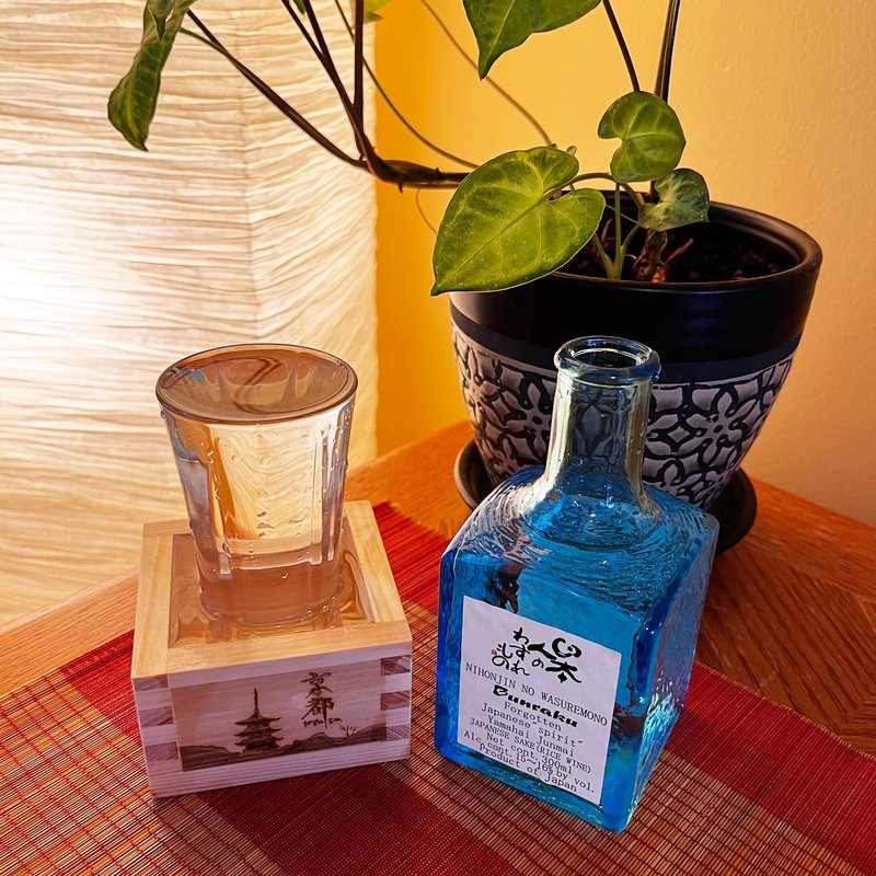 TOKYO ART Japanese Wooden Sake Masu Cups (Set of 3) with Japanese Lucky Artwork, Square Sake Boxes - Crafted from Japanese high-grade cypress wood, Made in Japan (Shou Chiku Bai)