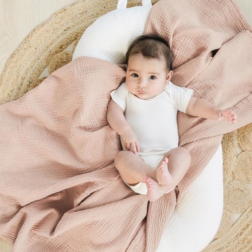 Konssy Muslin Swaddle Blankets - Soft & Breathable 2-Pack Receiving Blankets | Large 47 x 47 Inches (Pink, Floral)