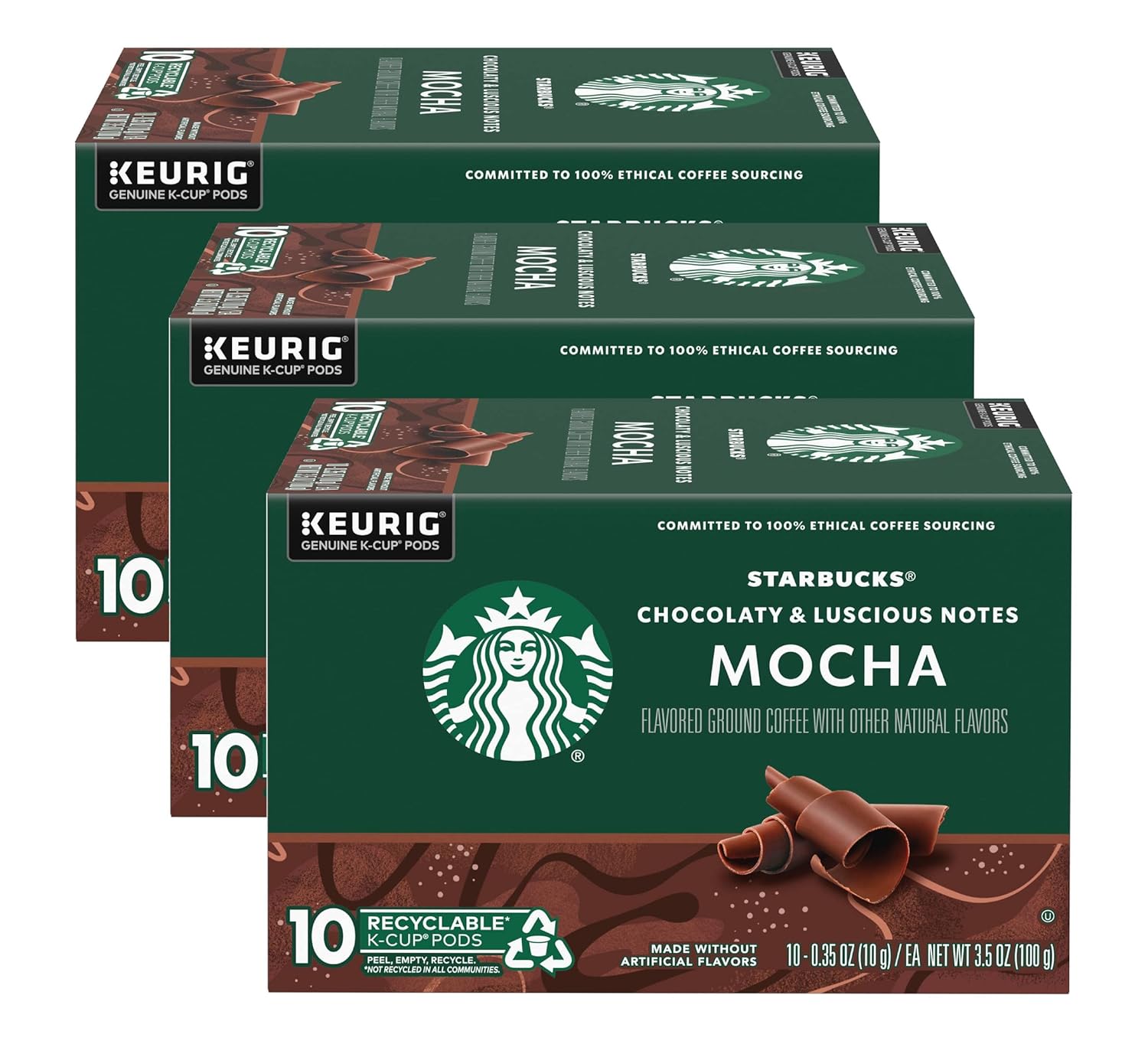 Starbucks Mocha Flavored Coffee K-Cup Pods - Genuine Keurig Pods, 10 Count, Pack of 3 Boxes