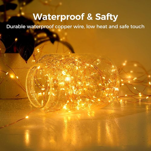 Ariceleo USB Powered Fairy Lights - 100 LED Twinkle String Lights with Remote & Timer | 65.6 ft, Warm White, Waterproof