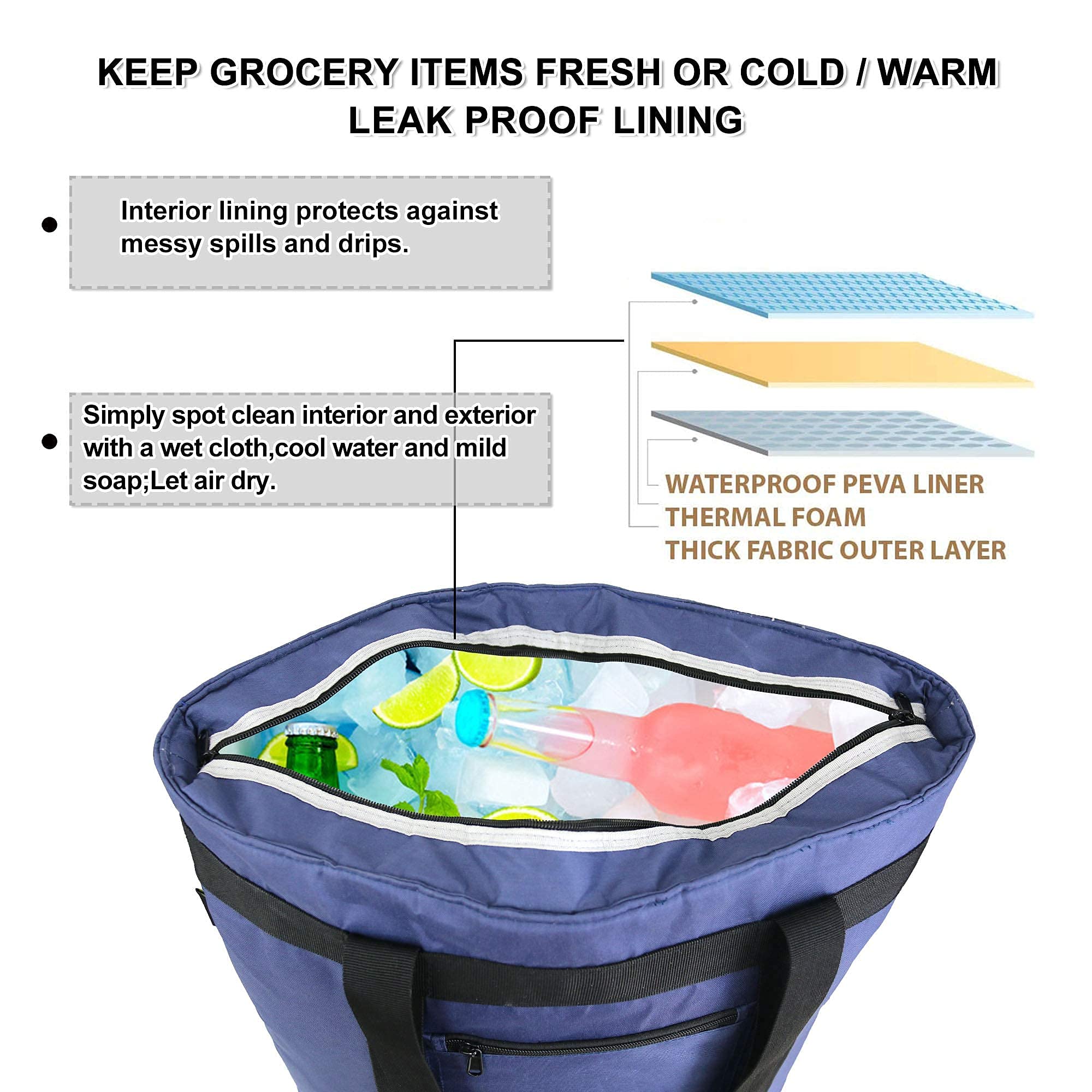 BeeGreen Groceries Reusable Bags Set of 12 for Shopping and Insulated Cooler Bag 1 Pack with Handles Compact Cute Solid Color Cloth Grocery Totes