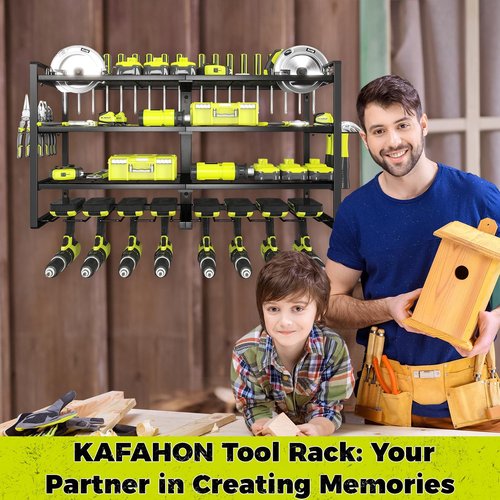 KAFAHOM Power Tool Organizer - Heavy Duty 4-Layer Wall Mount Storage Rack for Drills & Tools