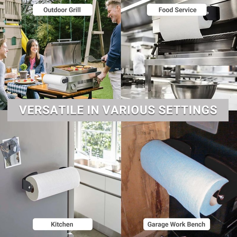 Sterline Magnetic Paper Towel Holder - 2-Piece Adjustable Heavy Duty Steel Shop Towel Holder for Toolbox, Refrigerator, & Grill - Wall Mount Organizer for Garage, RV Essentials, Kitchen, & Workshop