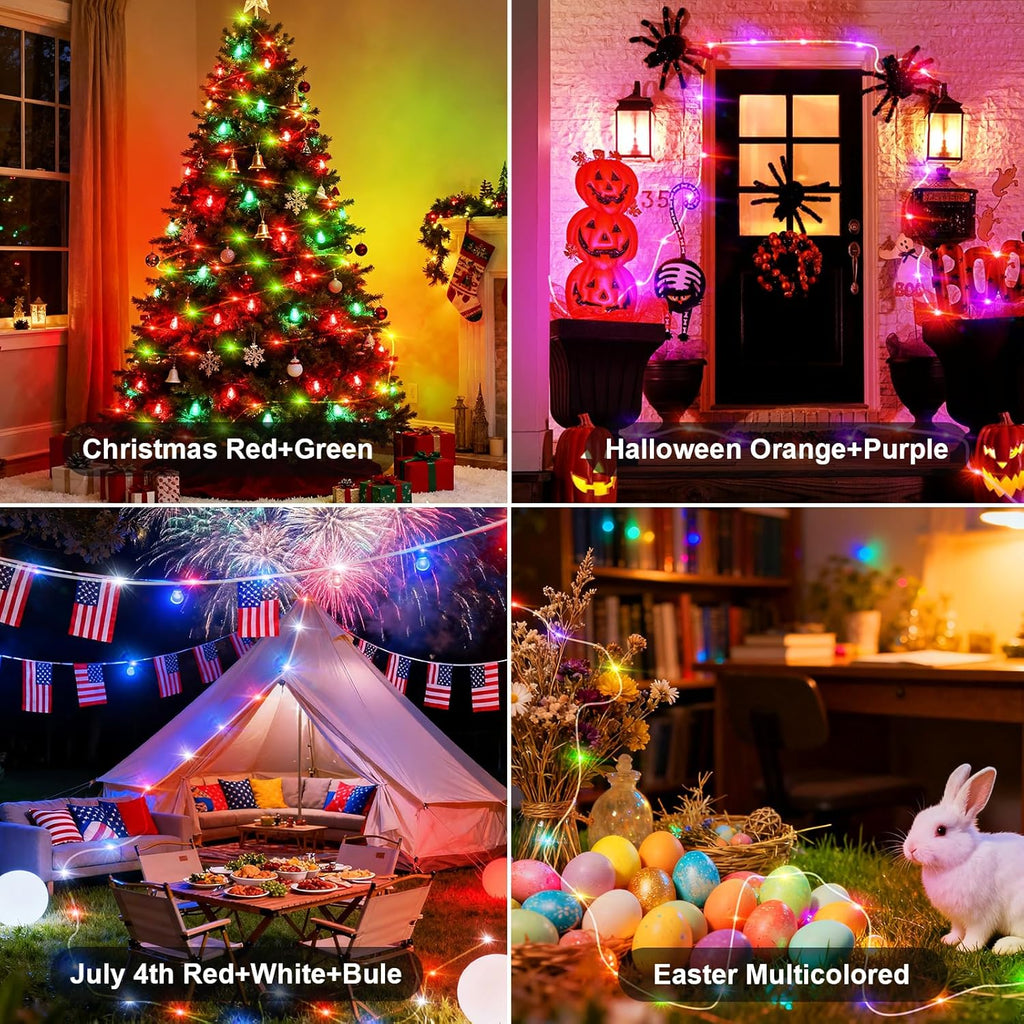 Skiennix USB Christmas Fairy String Lights - 16ft 50 LED Color Changing | APP Controlled & Remote Timer, Waterproof RGB Twinkle Lights for Indoor Parties & Weddings