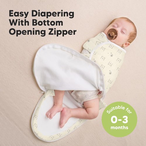Bumble Bear Baby Swaddle Sleep Sacks - 3-Pack Zipper Swaddles for Newborns 0-3 Months, Soft & Durable
