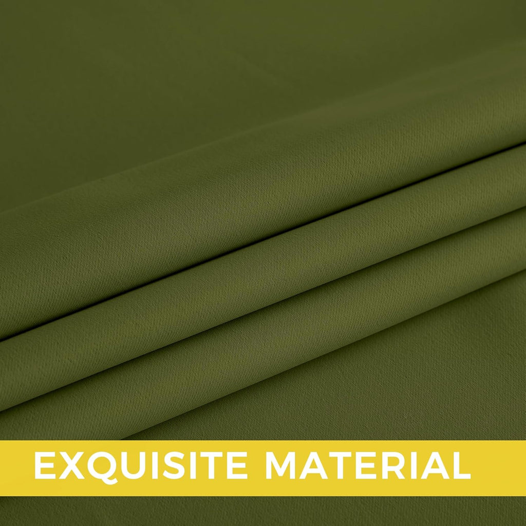NICETOWN Room Darkening Curtains - Olive Green Drapery Panels, 52"W x 84"L for Enhanced Privacy