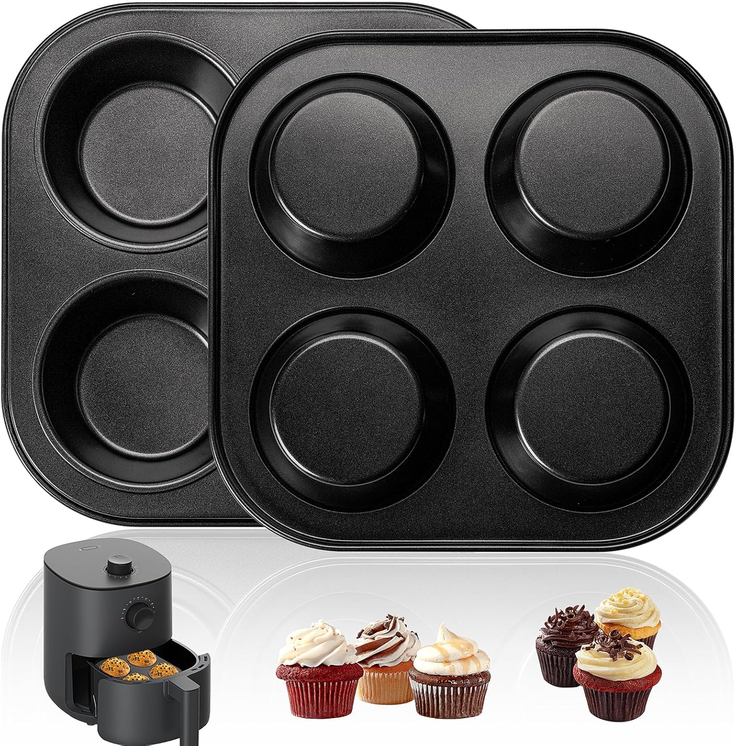 Yomvzake Air Fryer Muffin Pan - Nonstick 2-Pack Cupcake Molds for Toaster Oven | Perfect for Baking
