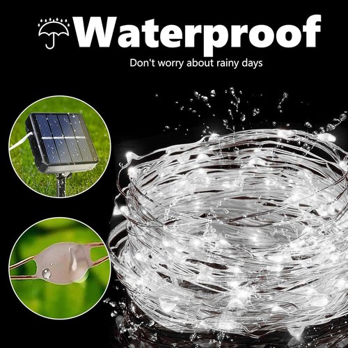 Lomotech Solar String Lights - 66ft 200LED Waterproof Fairy Lights with 8 Modes for Outdoor Decor | White