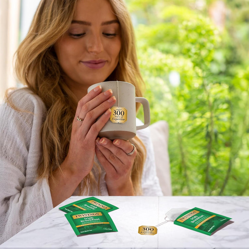 Twinings Decaffeinated Irish Breakfast Black Tea - Flavorful & Robust | 120 Individually Wrapped Bags