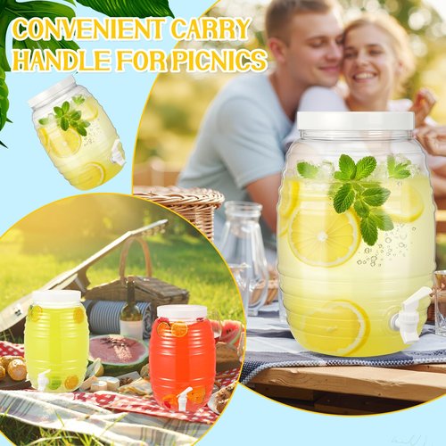 Honeydak 2 Pieces 2.7 Gallon Plastic Beverage Dispenser with Spigot Clear Extra Large Plastic Beverage Dispenser Summer Drink Holder with Tap for Party Lemonade Cold Water Beer