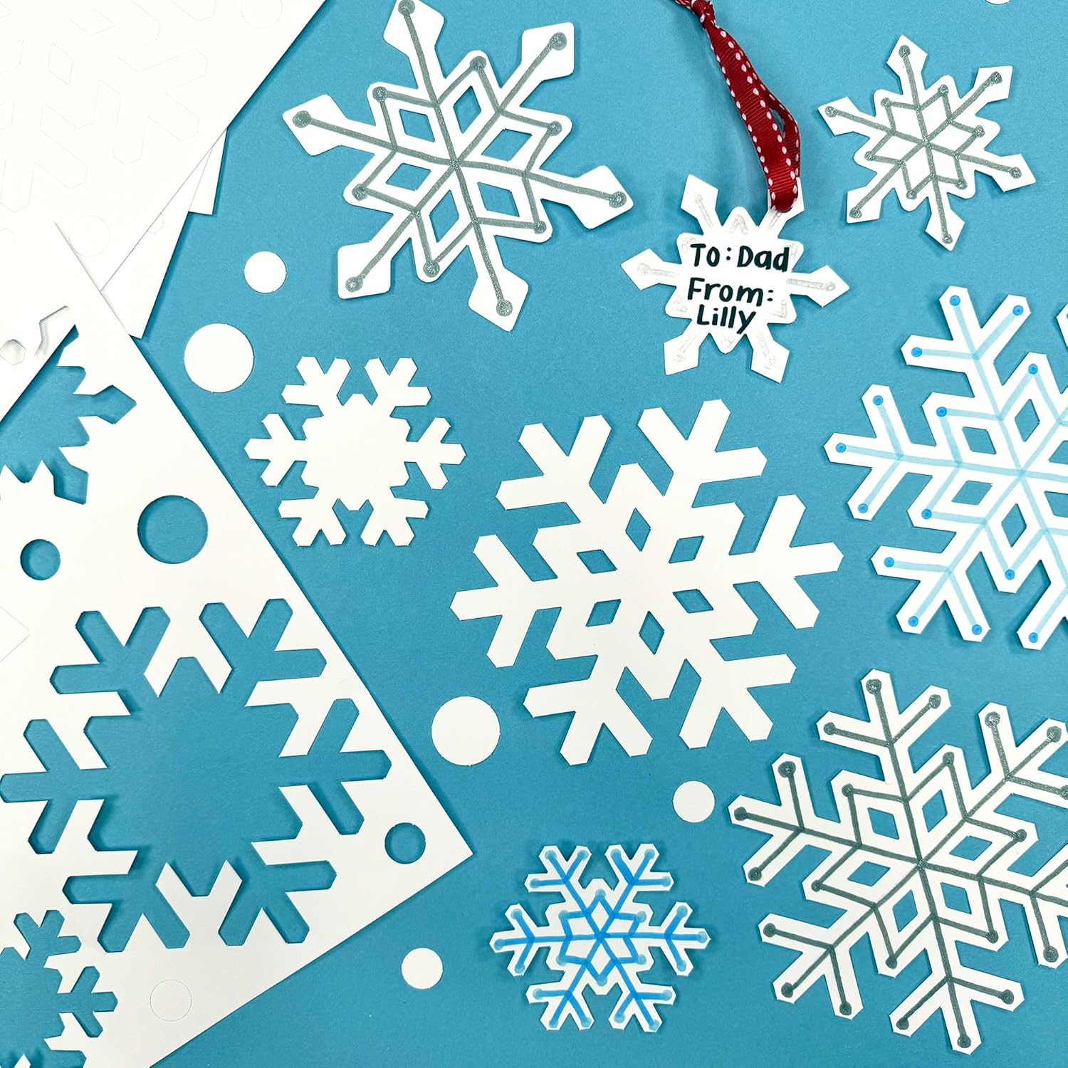 Skiennix Snowflake Paper Cutouts - 80 Pieces of 2-Sided White Card Stock for Classroom Decor | Winter Decorations