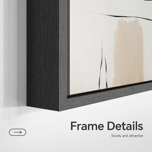 Framed Black and White Abstract Wall Art - Large 3 Piece Minimalist Canvas Set | Modern Decor for Living Room, Dining Room & Home Office - 24x36 In