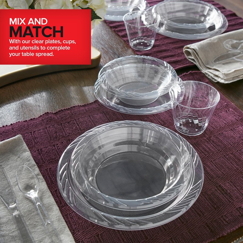 Stock Your Home (240-Count) Elegant 18 oz Clear Plastic Bowls for Parties, Large Disposable Bowl for Fancy Dinner or Cocktail Party, Soup and Salad, Thick and Sturdy
